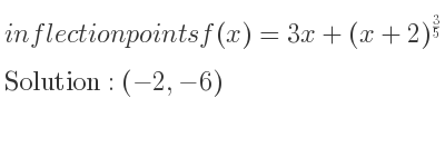 The inflection points of f(x)=3x+(x+2)^{3/5} are (-2,-6)
